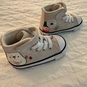 Converse Holiday Bear Themed Adorable Infant/Toddler  High-Top Leather Sneakers